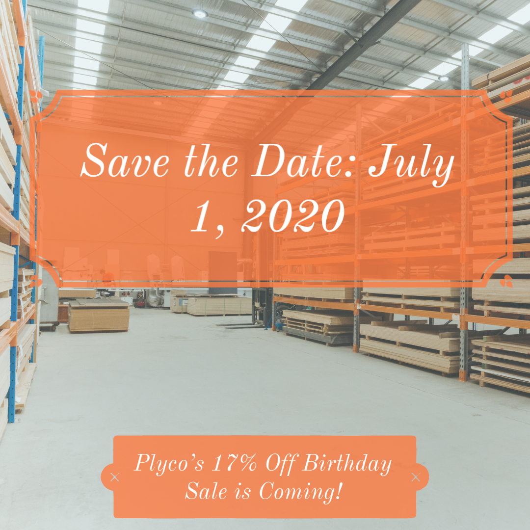 plyco's 17% off plywood birthday sale