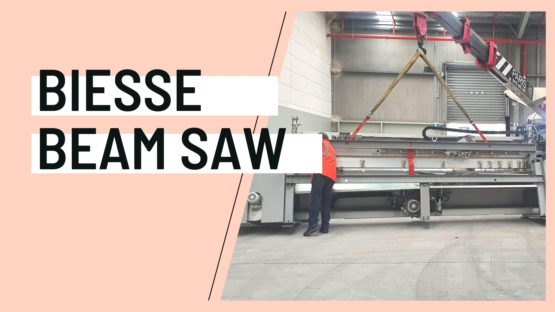 Biesse Beam Saw arriving at plywood supplier Plyco on the Mornington Peninsula