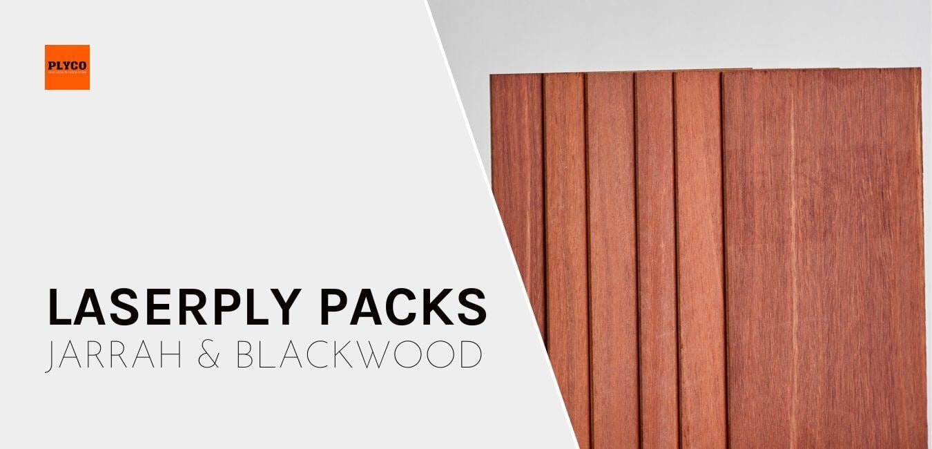 Image of Plyco's Birch Jarrah Laserply Packs available for laser cutting and engraving