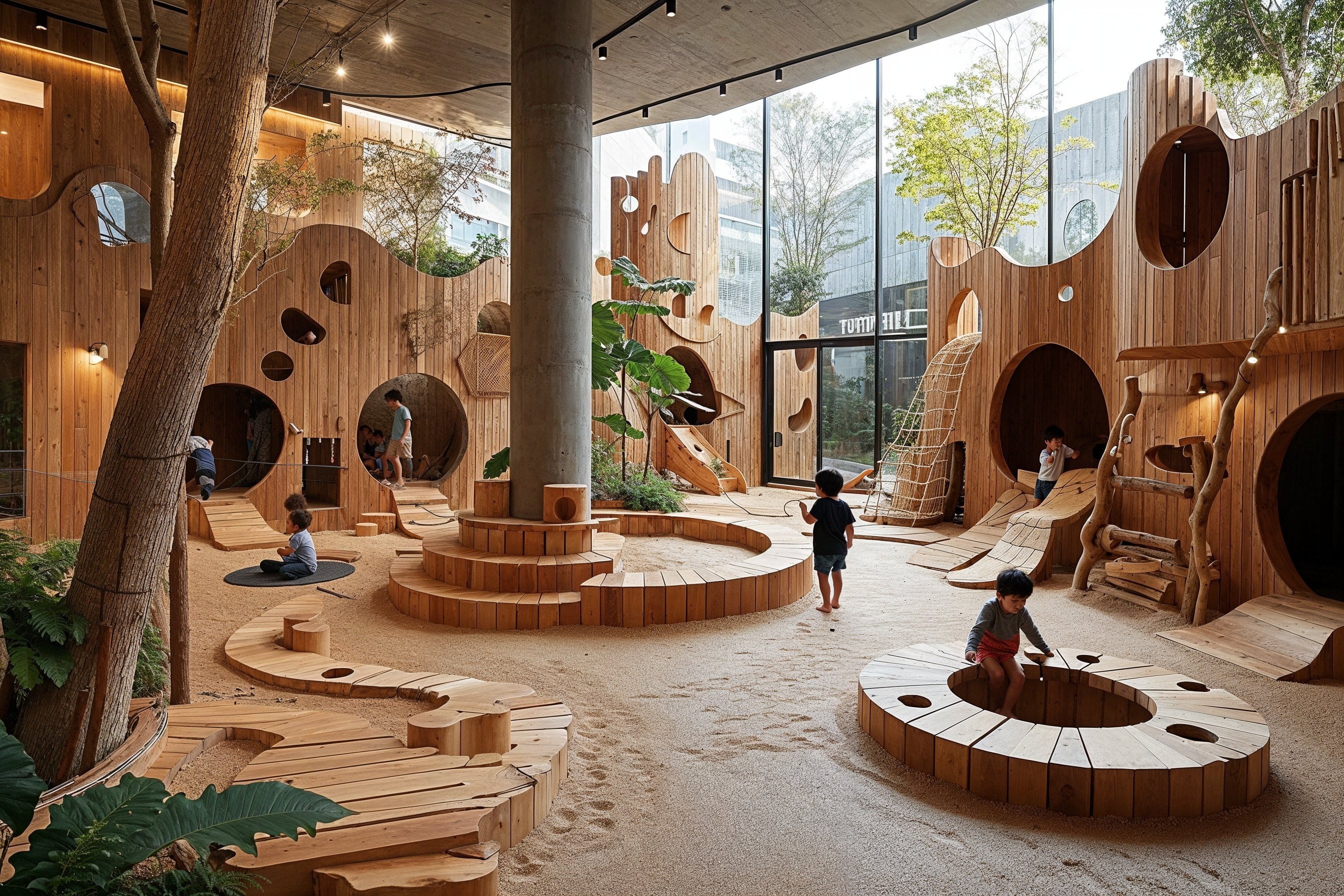 Sensory and tactile children's playground built with sustainable plywood materials from Melbourne plywood supplier, Plyco