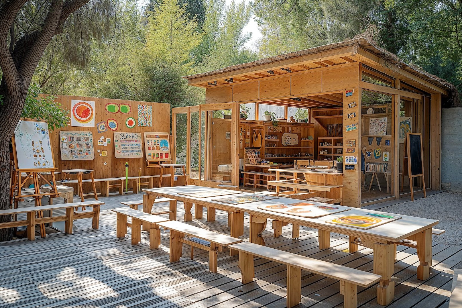 Outdoor children's workshop built with sustainable plywood panels from Melbourne plywood supplier, Plyco