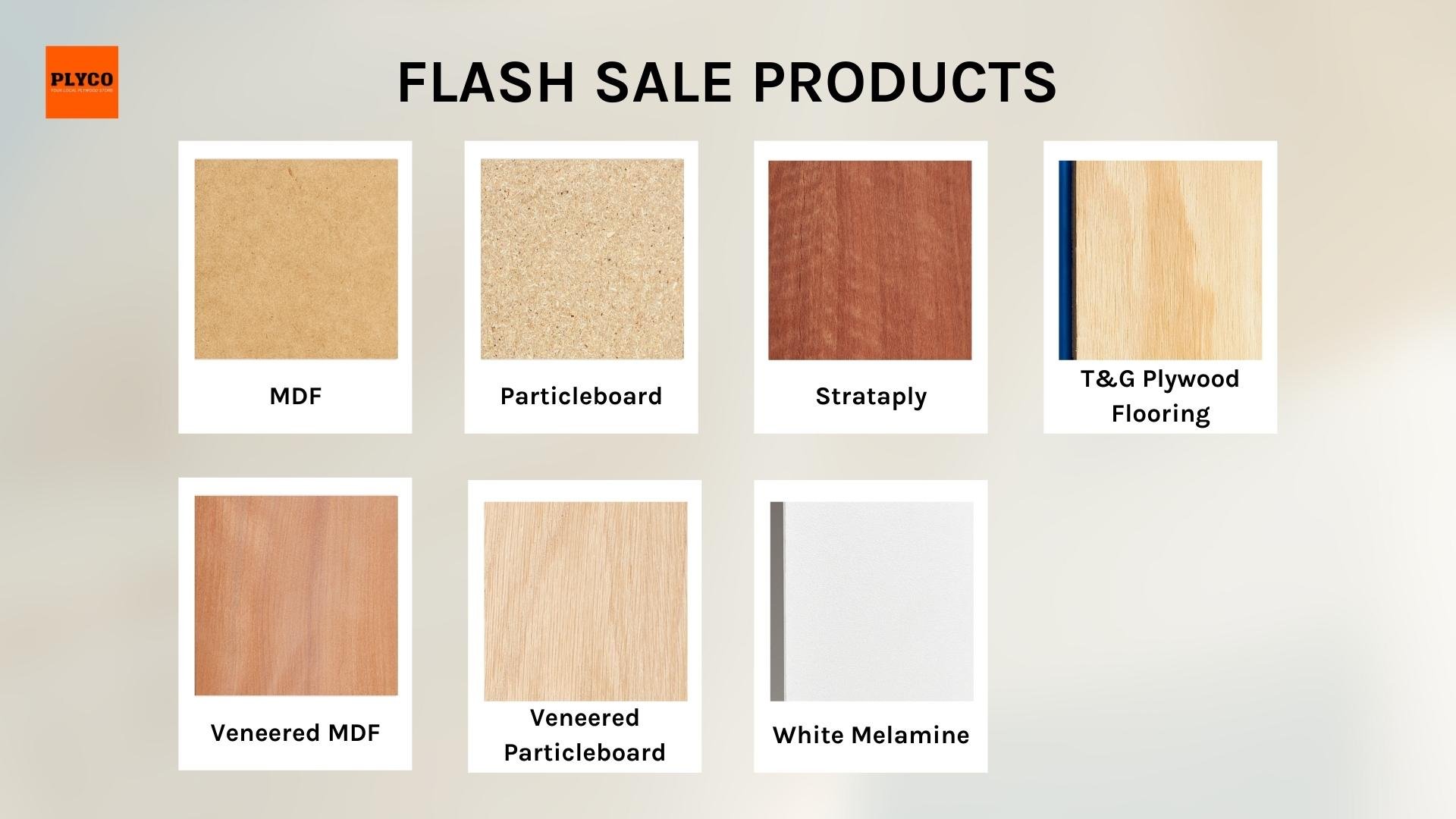 More plywood and veneered particleboard products available during Plyco's April 2022 Flash Sale