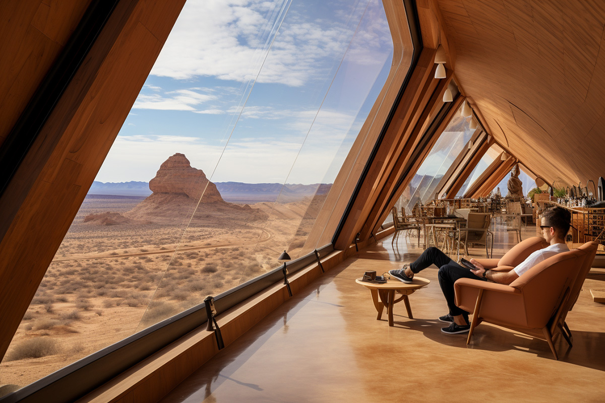 Exterior shot of the desert observation deck from Melbourne plywood supplier, Plyco Fairfield