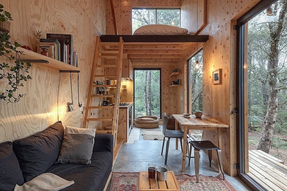 Tiny Home Cabin built with 12mm and 18mm plywood panel products from local supplier, Plyco