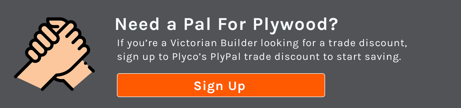 Call to action link for local plywood supplier Plyco's trade discount program