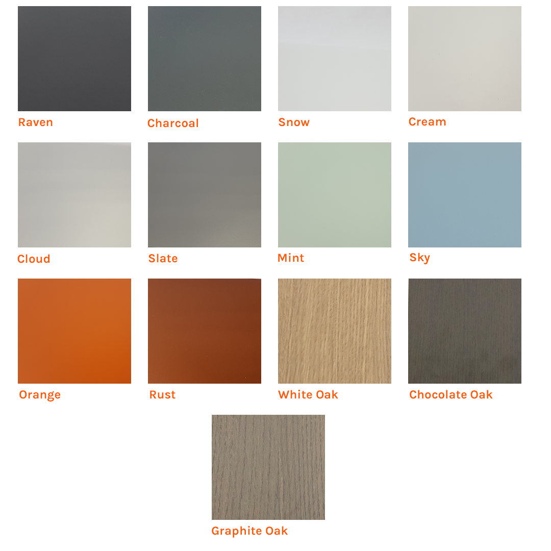 All of the colours in Plyco's Decoply laminated plywood spectrum