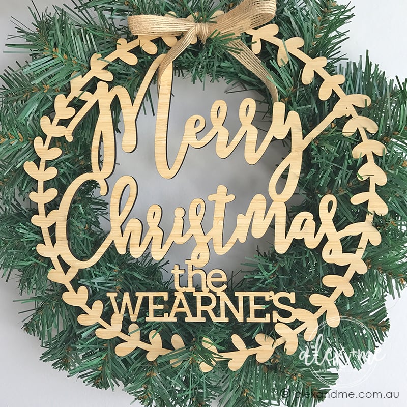 birch laser plywood christmas wreath