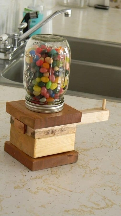 diy jelly bean dispenser plywood