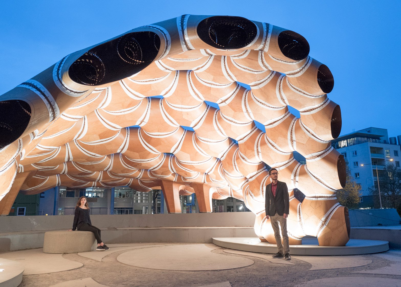 Plywood sheets used to build a Pavilion at the University of Stuttgart