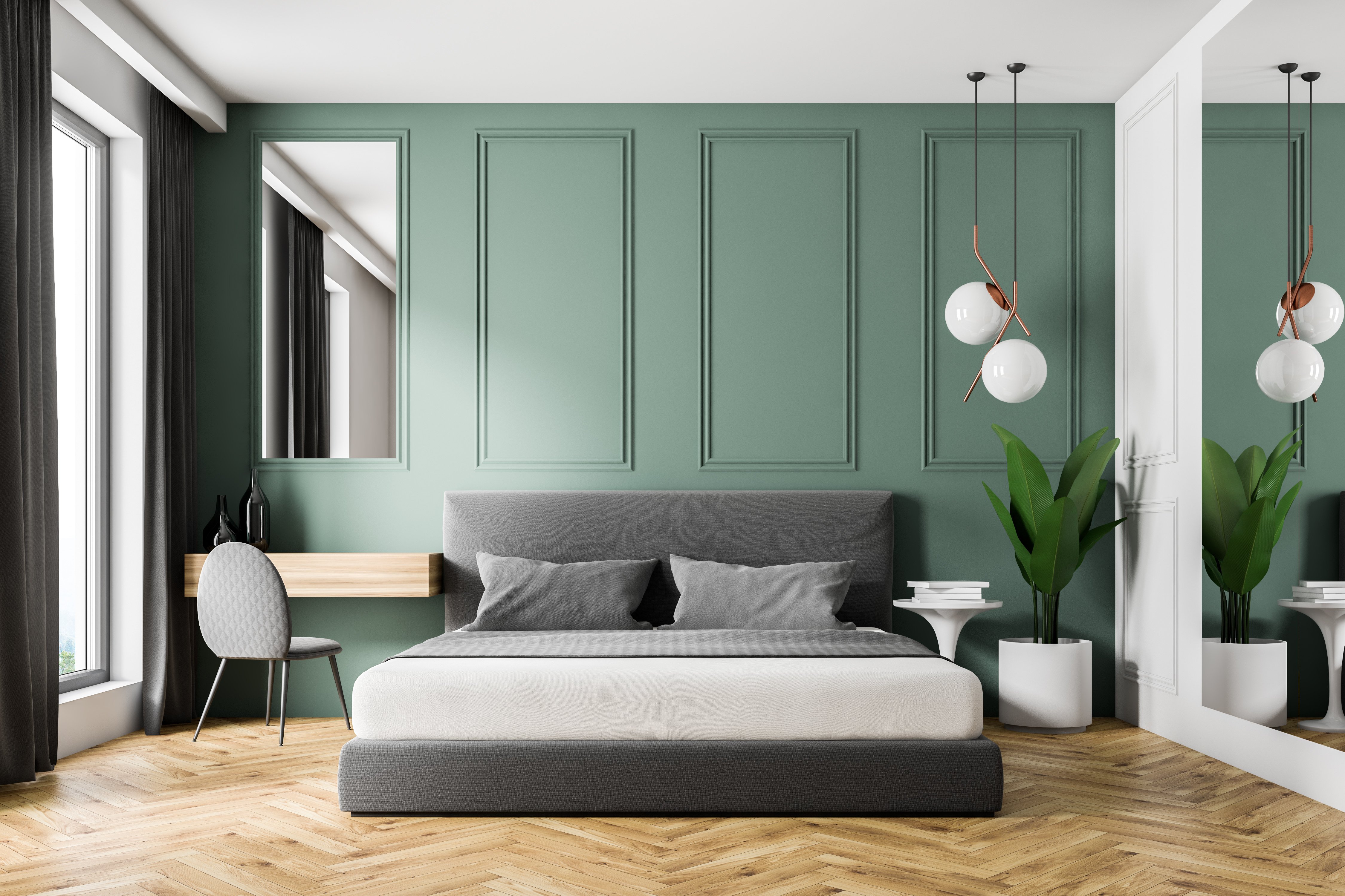 Green decorative MDF bedroom wall panels
