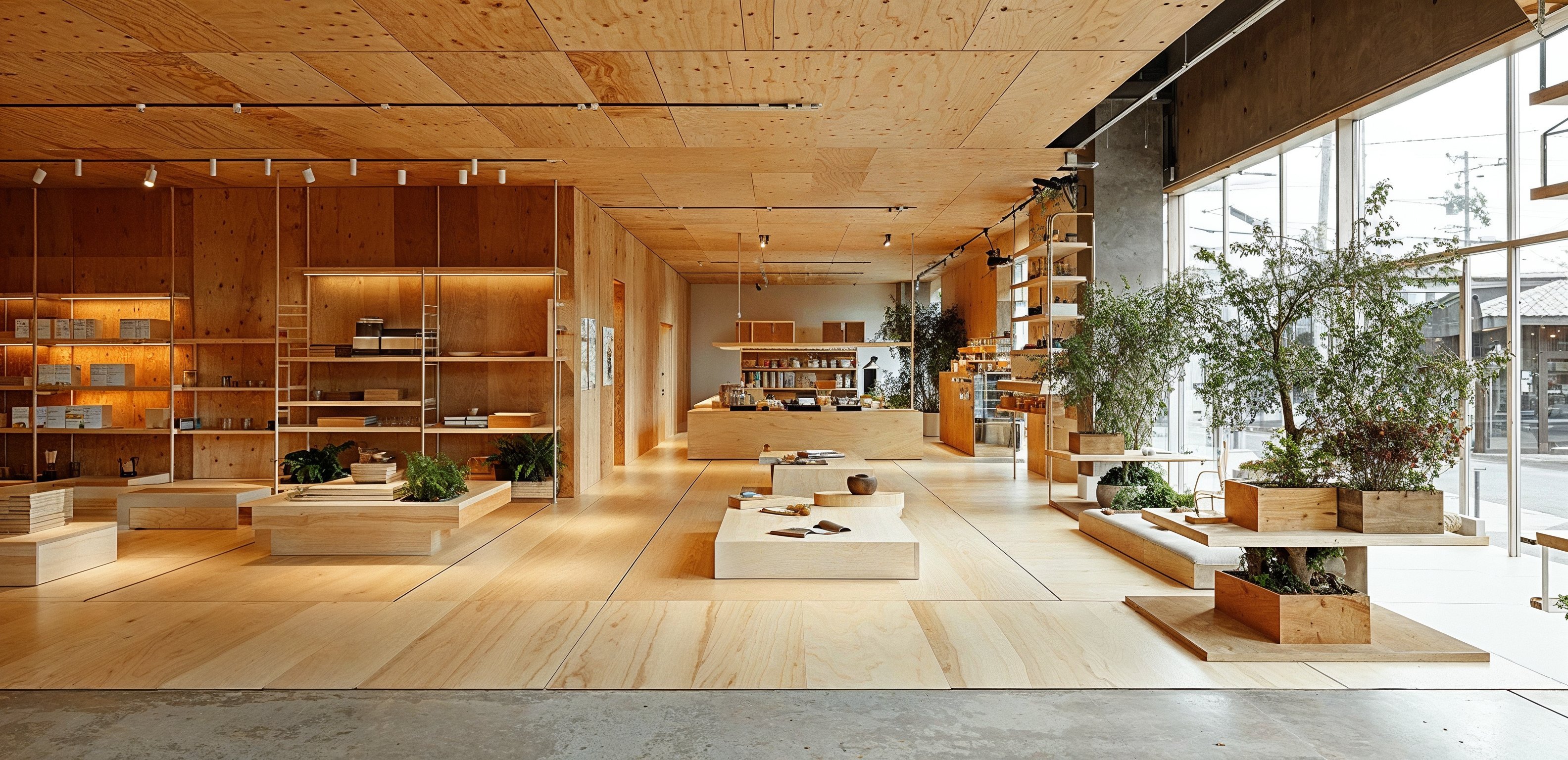 Plyco's tongue and groove plywood flooring used in a commercial space in Melbourne